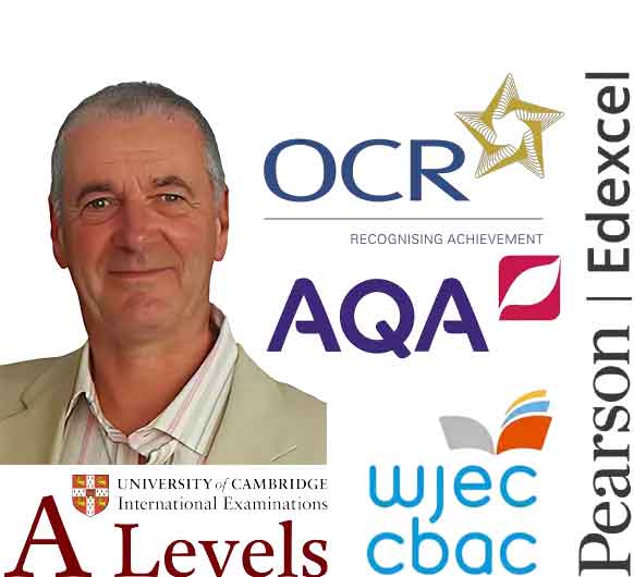 Image of the AQA, OCR, Edexcel and CIE exam board logos