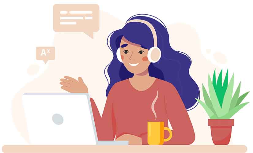 An image of a girl at a desk during a tuition session online